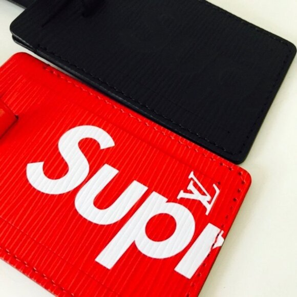 Louis Vuitton x Supreme LIMITED EDITION Black Epi Leather Luggage Tag Hypebeast - Picture 9 of 15